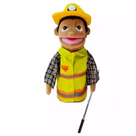 LOMTRATS 1 x Childrens Theatre Hand Puppets for Teachers, Policeman, Farmer, Pirate, Detective etc with Moving Open Mouths Perfect for Storytelling, Teaching, Party Gift