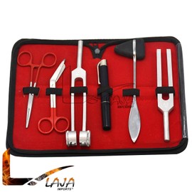 LAJA Imports New Premium Set of 6 Pcs Reflex Percussion Taylor Hammer + Penlight +Tuning Fork C 256 + C 512 + Bandage Scissors 5.5"+ Hemostat Forceps 5.5"