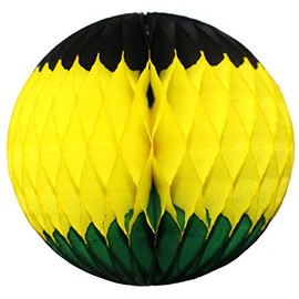 6-pack 8 Inch Jamaican Honeycomb Tissue Paper Balls (Black/Yellow/Green)