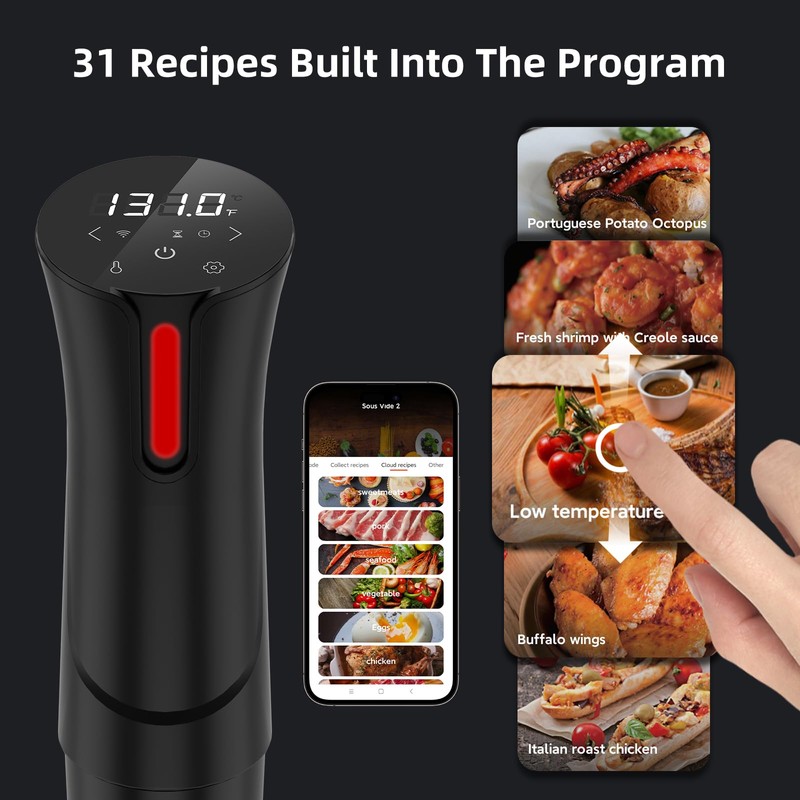 5G WIFI Sous Vide Machine|1100 Watts Sous Vide-Precision Cooker with