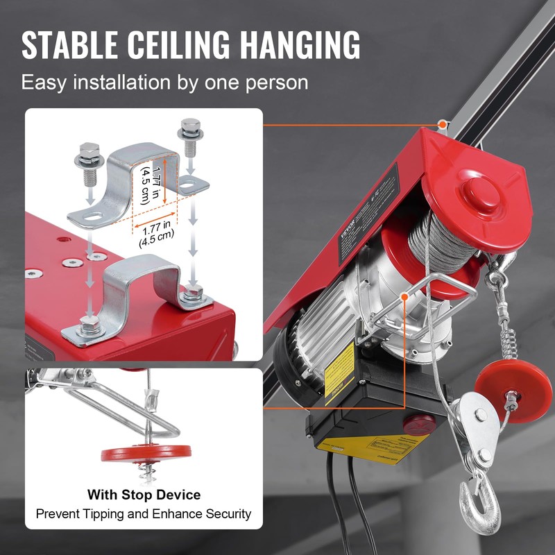 VEVOR Electric Hoist, 1320 lbs 120V Electric Winch with 328