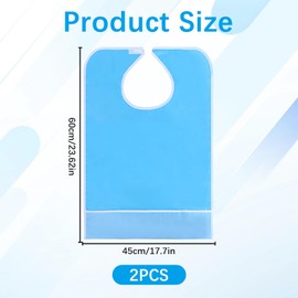 Pack of 2 Bibs for Adults, Bibs for Seniors, Waterproof Bibs with Blue Pocket, Reusable Bibs, Clothing Protection Adults, Oil-Resistant Bibs, Washable Adjustable Bibs, blue