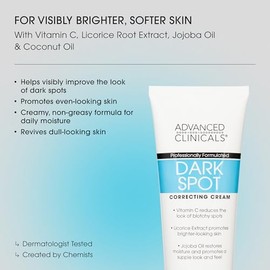 Advanced Clinicals Dark Spot Crema de vitamina C para cara, manos y cuerpo, loción hidratante terapéutica antienvejecimiento para el cuidado de la pie