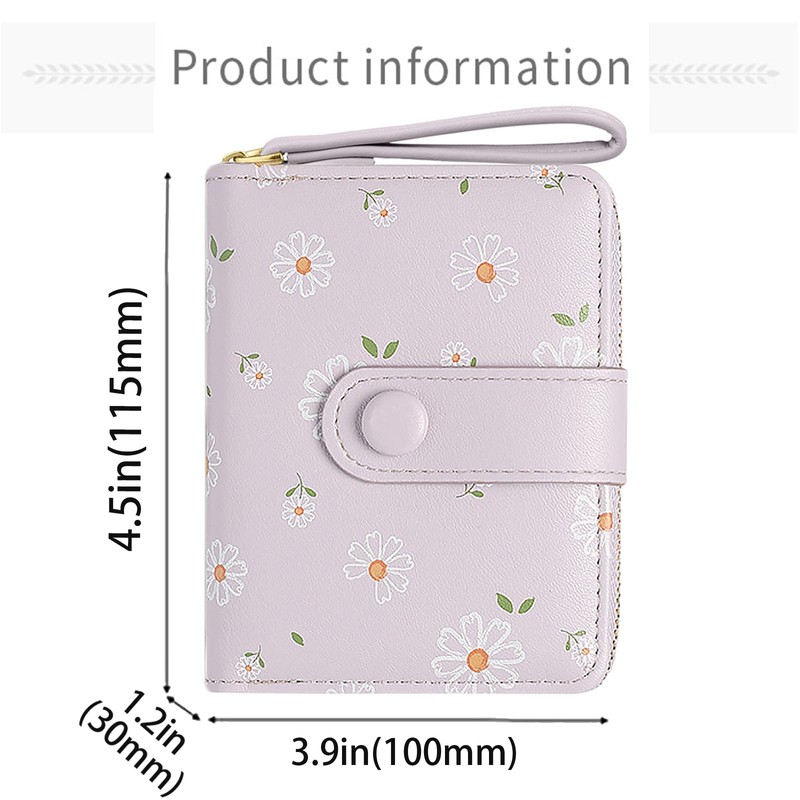 Farcauo Cartera Pequeña Con Estampado De Margaritas verde claro Cartera