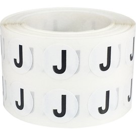 Letter J Inventory Labels .5 Inch Round Circle Dots 1,000 Adhesive Stickers