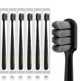 6 Pieces Individually Wrapped Extra Soft Toothbrush for Sensitive Teeth & Gums - Gum Care Toothbrush with 20000 Ultra-Soft Bristles (Black Wave Bristle)