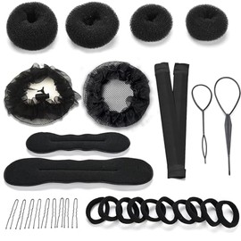 Hair Bun Maker Set de 31 Piezas Set de Accesorios de Peinado El Conjunto de Accesorios de Peinado Más Completo (Negro)