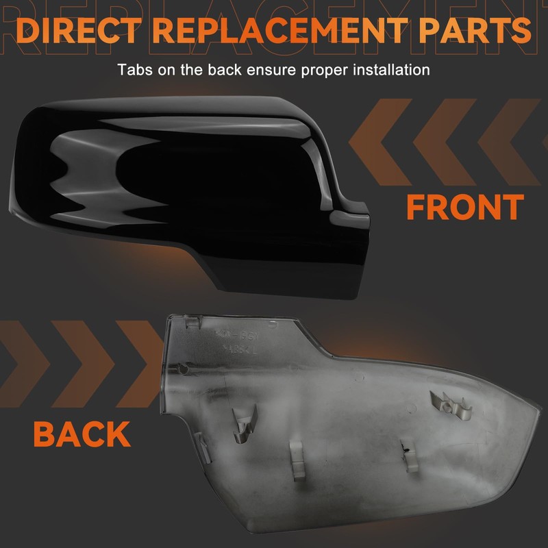 Glossy Black Side Mirror Covers Caps Compatible with 2019-2025 Dodge