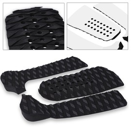 VGEBY Surfboard Pad, 3-Piece Surfboard Non-Slip Traction Pad Tailpad Deck Grip Front Deck Pads for Surfboards Surfing or Skimboarding (Black) Skimboard