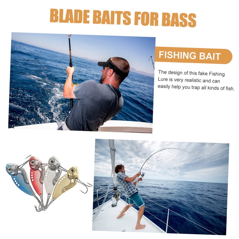 KOMBIUDA 4pcs Realistic Bass Lure Kit Freshwater Saltwater Metal Blade