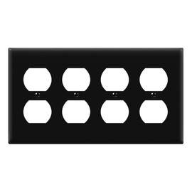 ENERLITES Quad Duplex Receptacle Wall Plate, Four Gang Electrical Outlet Cover, 4-Gang Standard Size 4.50" x 8.19", Unbreakable Polycarbonate Thermoplastic, UL Listed, 8824-BK, Black