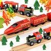 6 Pieces Wood Train Tracks Expansion Straight Wooden Train Tracks