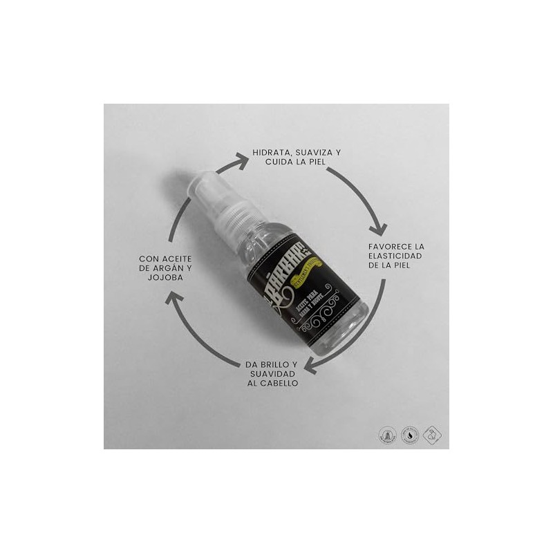 Aceite para Barba y Bigote, Con Aceite de Argán y