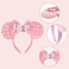 Tarocynn Birthday Mouse Ears Headband, Velvet Bow Headbands for Women