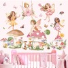 decalmile Wall Sticker Fairy Flowers Children's Room Wall Sticker Pink