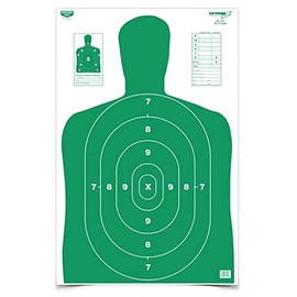 Birchwood Casey 23" x 35" Eze-Scorer BC-27 High-Contrast Silhouette Shoot-Up Brilliant White Paper Targets for Indoor and Outdoor Use, Color Options, Green - 5 Targets