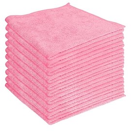 Microfiber Cleaning Cloths, Pink, 30-Pack