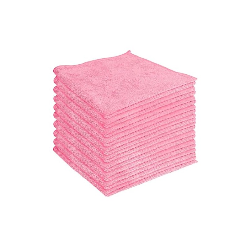 Microfiber Cleaning Cloths, Pink, 30-Pack
