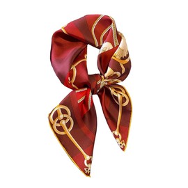 JERLA 100% Pure Mulberry Silk Square Scarf for Hair-26''x26'' Women Men Natural Silk Neckerchief Headscarf (Twill wine red)