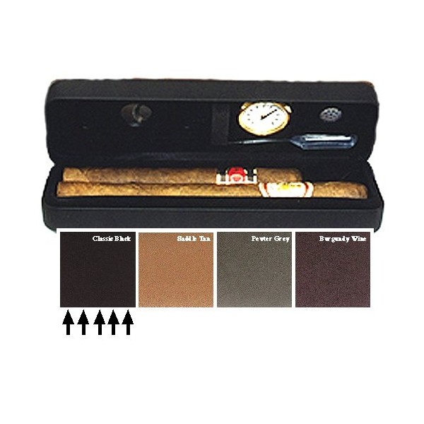 Csonka Fully Accesorized Cigar Pocket Humidor, Classic Black