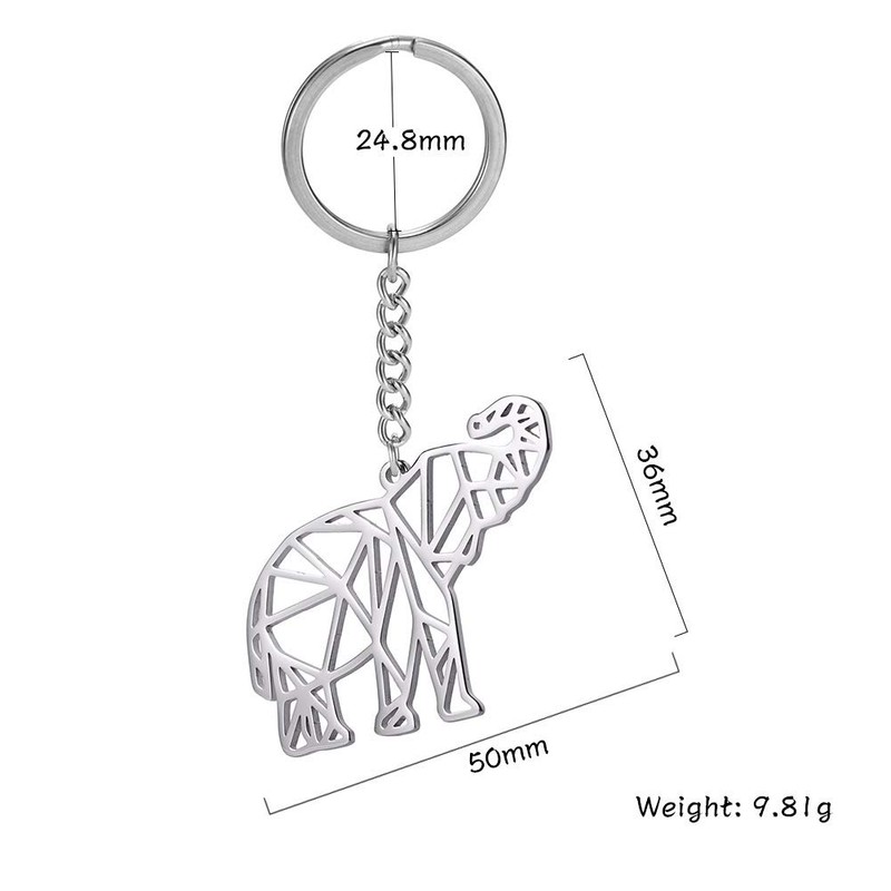 cooltime Animal Lover Stainless Steel Geometric Cut Out Keyring, silver