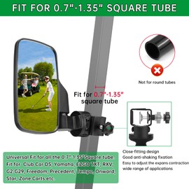 SHEJISI Golf Cart Mirrors,Golf Cart Mirrors Rear View is Universal Fits 0.7"-1.35" Square Rail,No Drilling,360° Rotation,Foldable,High Definition,Durable Anti-Shudder,Fits Club Car,EZGO,Yamaha,Zone