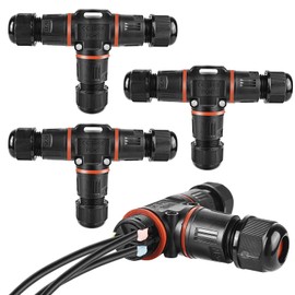 Cable Connector Waterproof 3-Pin IP68 Connection Sleeve Earth Cable Junction Box 3 Way for Diameter 3-12 mm Cable Diameter, Connection Box Junction Box Outdoor Waterproof Pack of 3 Black