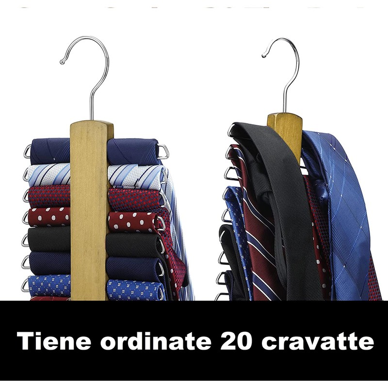 IPEA Elegant Wooden Tie Holder with 20 Bars - Minimal