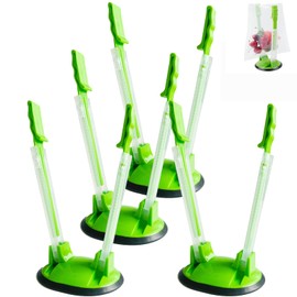 Forlush Pack of 4 Baggy Rack, Plastic Bag Stand, Freezer Baggy Holder, for Food Waste Bags, Handbags (Green)