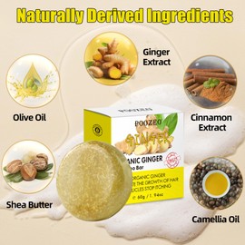 2 Pack Ginger Hair Regrowth Shampoo Bar,Ginger Shampoo Bar Gift Set,Natural Ginger Soap for Hair Growth,Organic Formula for Promoting Hair Regrowth,Repairs Damaged Hair, Suitable for All Hair Types