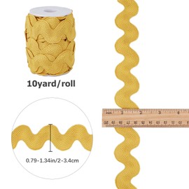 GORGECRAFT 10 Yard 20 mm Rick Rack Trim Ribbons Gold Wave Bending Fringe Trim Woven Braided Fabric Ribbon for DIY Sewing Craft Wedding Dress Clothing Embellishment Party Gift Packaging