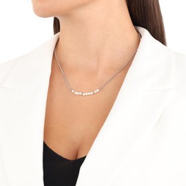 s.Oliver Women's 925 Sterling Silver Necklace, Partially with Gemstone, Rhodium-Plated/Gold-Plated 925 Silver, Gift for Wife and Girlfriend, Comes in Jewellery Box, Sterling silver, Crystal