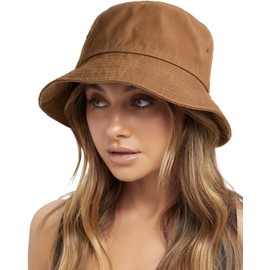 FURTALK Unisex Fishing Hat, 100% Cotton Bucket Hat, Adjustable Sun Hat for Men and Women, brown
