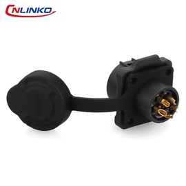 CNLINKO LP-12 Industrial Waterproof Connector IP68 Circular Connector Quick Plugging Aviation Connector PBT Plastic Shell Connector Fast Release Connector M12 2-8 Pin Flange Socket (5 Pin)