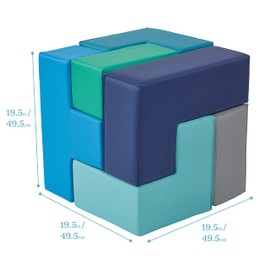 ECR4Kids SoftZone Brainy Building Blocks, Foam Puzzle, Contemporary, 7-Piece