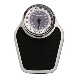 Salter Pro-Helix Professional Oversized Bathroom Scale with Black Vinyl Anti-Slip Bath Mat, 400 LB Capacity, Analog Scale, 18.25" x 13.0" Black/White