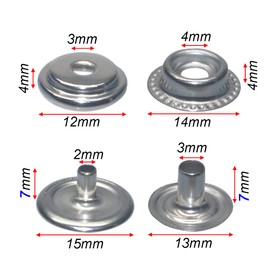 27Sets 15mm Stainless Steel Fastener Snap Press Stud Button Kits for Coats Bags Leathers Marine Boat Canvas Silver Line 24 Silver