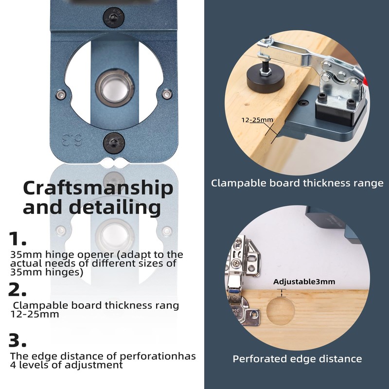 OBEST Hinge Gauge 35 mm, Concealed Hinge Gauge Door Cabinet