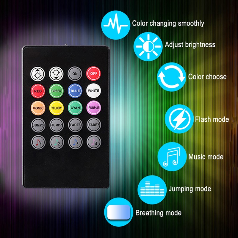 Car LED Strip Light, 4pcs 36 LED DC 12V Multicolor