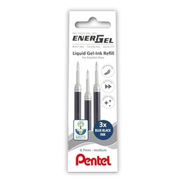 Pentel EnerGel 0.7mm Refill Wallet of 3 - Blue Black