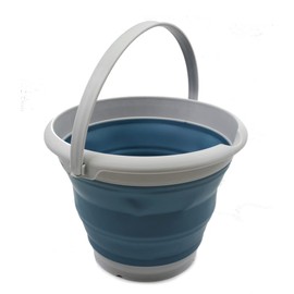 SAMMART 8.5L (2.2 Gallon) Collapsible Plastic Bucket - Foldable Round Tub - Portable Fishing Water Pail - Space Saving Outdoor Waterpot. Size 31cm Dia (Grey/Steel Blue, 1)