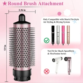 Chivixe Round Brush Attachment for Shark FlexStyle Accessories, Normal Oval Round Volumizing Brush Styling for Straight, Wavy, Curly, and Coily Hair, Black