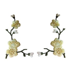 #3958Y 2Pcs Yellow Quince Sakura Cherry Flower Embroidery Iron On Applique Patch