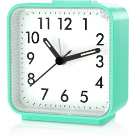AMIR Analog Alarm Clock, Silent Non Ticking Small Clock, Travel Alarm Clock with Snooze & Light, Ascending Beep Sounds, Battery Operated Loud Alarm Clock for Bedroom, Bedside, Desk
