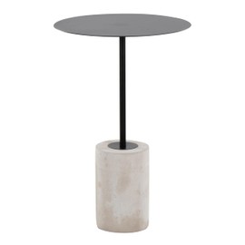 LumiSource Symbol Side Table, Black Accent Table, Marble End Table, Round Side Table, Small Side Table for Small Spaces, Couch Side Table, Living Room End Tables