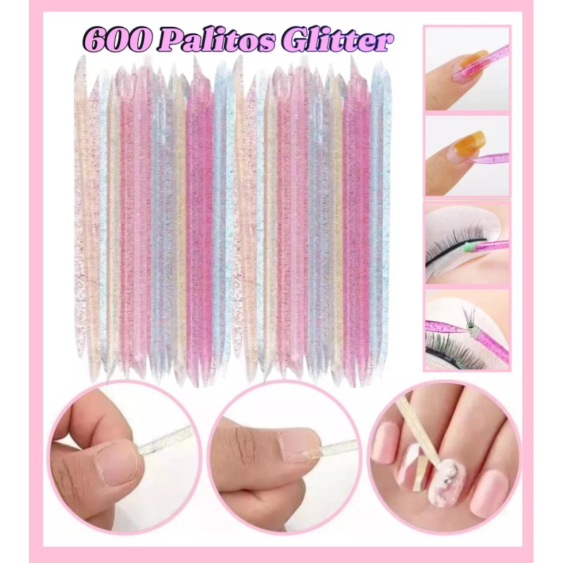 Noved 600 Piezas Palitos De Naranjo Glitter Para Uñas Cutículas