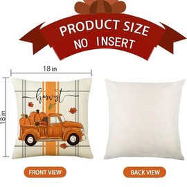 PSDWETS Throw Pillow Covers 18x18 Set of 4 for Fall Decor,Fall Decorations Maple Leaves Pumpkin Farmhouse Autumn Thanksgiving Cushion Cover for Home Sofa Couch