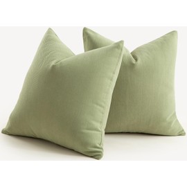 Mandioo Pack of 2 Chenille Throw Pillow Covers Elegant Design Soft and Luxurious Decorative Cushion Covers Pillowcase Couch Sofa Bedroom Living Room Decor 26x26 Inch 65x65cm Sage Green