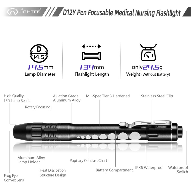 LIGHTFE Pen Light for Doctors and Nurses Penlight with Pupil