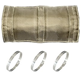 DEGEOBERLIN Titanium Pipe Heat Shield 6" x 12'' Exhaust Heat Shield Motorcycle Heat Guard Cover Wrap with 3 PCS Stainless Steel Clamps